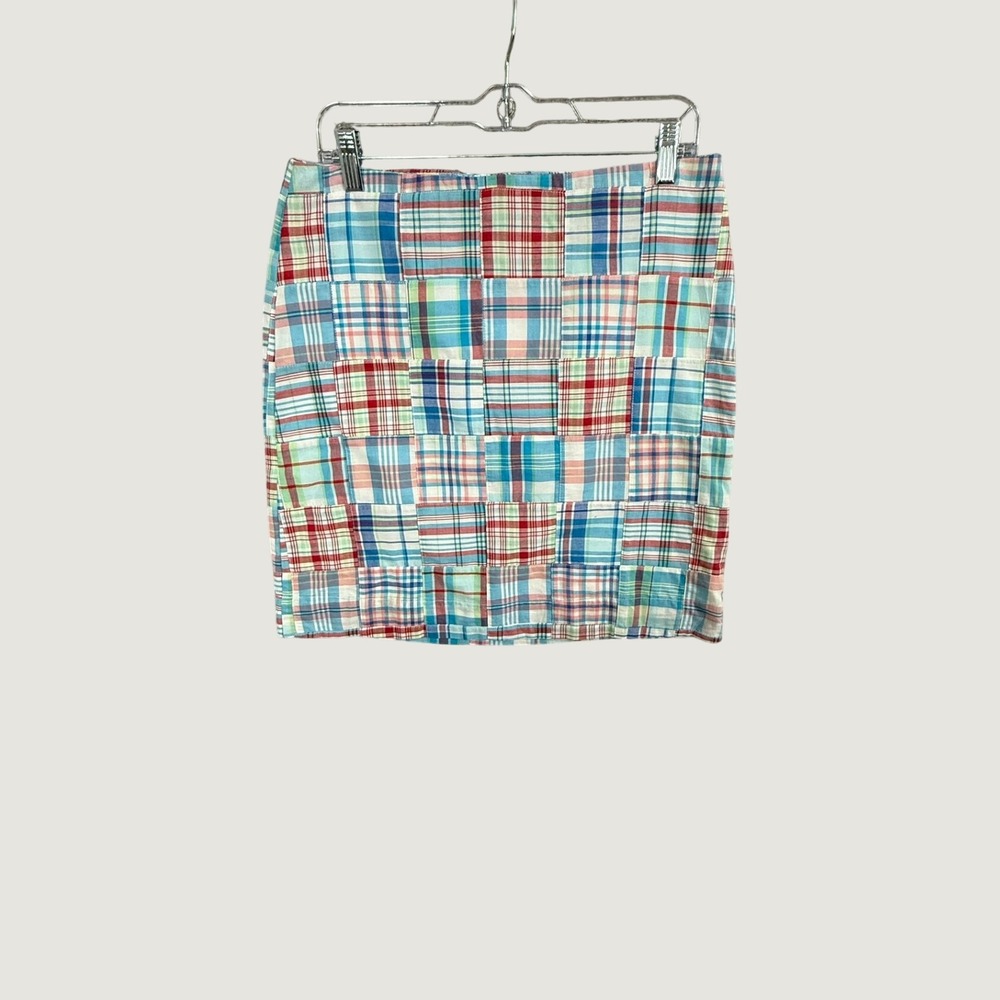 Talbots Womens Size 8 Patchwork Plaid Madras Mini Skirt Multi Color Cotton